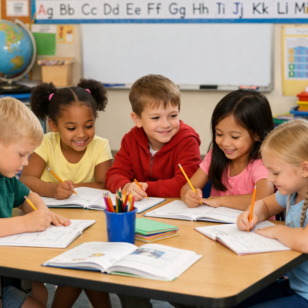 Children Learning at Desk-1
