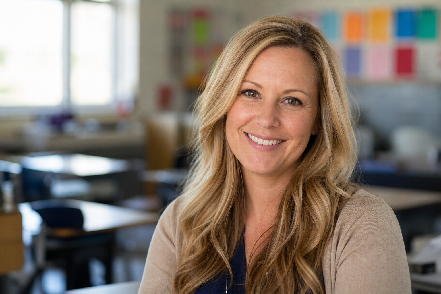 Female Teacher with LightColored Hair